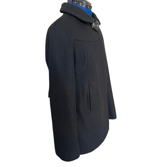 Betsey Johnson Wool Blend Black Swing Dress Coat Size 8 Pea Coat Retro 60s Twee - Picture 1 of 10